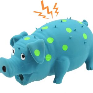 Dog Squeaky Toy, Latex Dog Chew Toys with a Sound Squeaker Grunting Pig Dog Toy Durable Self Play 8" Dogs Squeeze Toy for Dental Biting Chasing to Kill Boring Time (Blue)