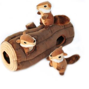 Interactive Dog & Puppy Toys for Boredom, Stimulating Pet Products to Keep them Busy, Hide & Seek Plush Dog Puzzles, Squeaky Toy for Enrichment, For Small & Medium Dogs- Chipmunk Log