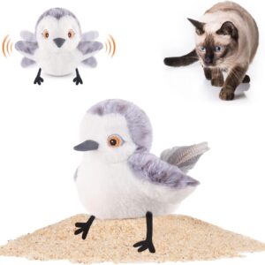 Cat Toys Flapping Bird (No Flying), Lifelike Sandpiper Chirp Tweet, Rechargeable Touch Activated Kitten Toy Interactive Cat Exercise Toys for All Breeds Cat Kicker Catnip Toys 4.0"