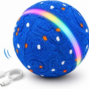 Interactive Dog Ball Toy[Newly Upgraded], Durable E-TPU Material, 3 Play Modes with Colorful Lights, E-TPU USB-C Rechargeable, IPX7 Waterproof Rating for Puppy, Medium and Large Dogs
