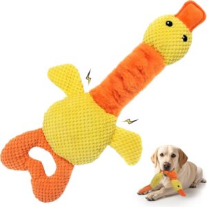 Duck Dog Toy with Crinkle Paper, Interactive Tug of War Dog Toy, Stuffed Squeaky Toys for Puppies, Small, Medium, and Large Dogs